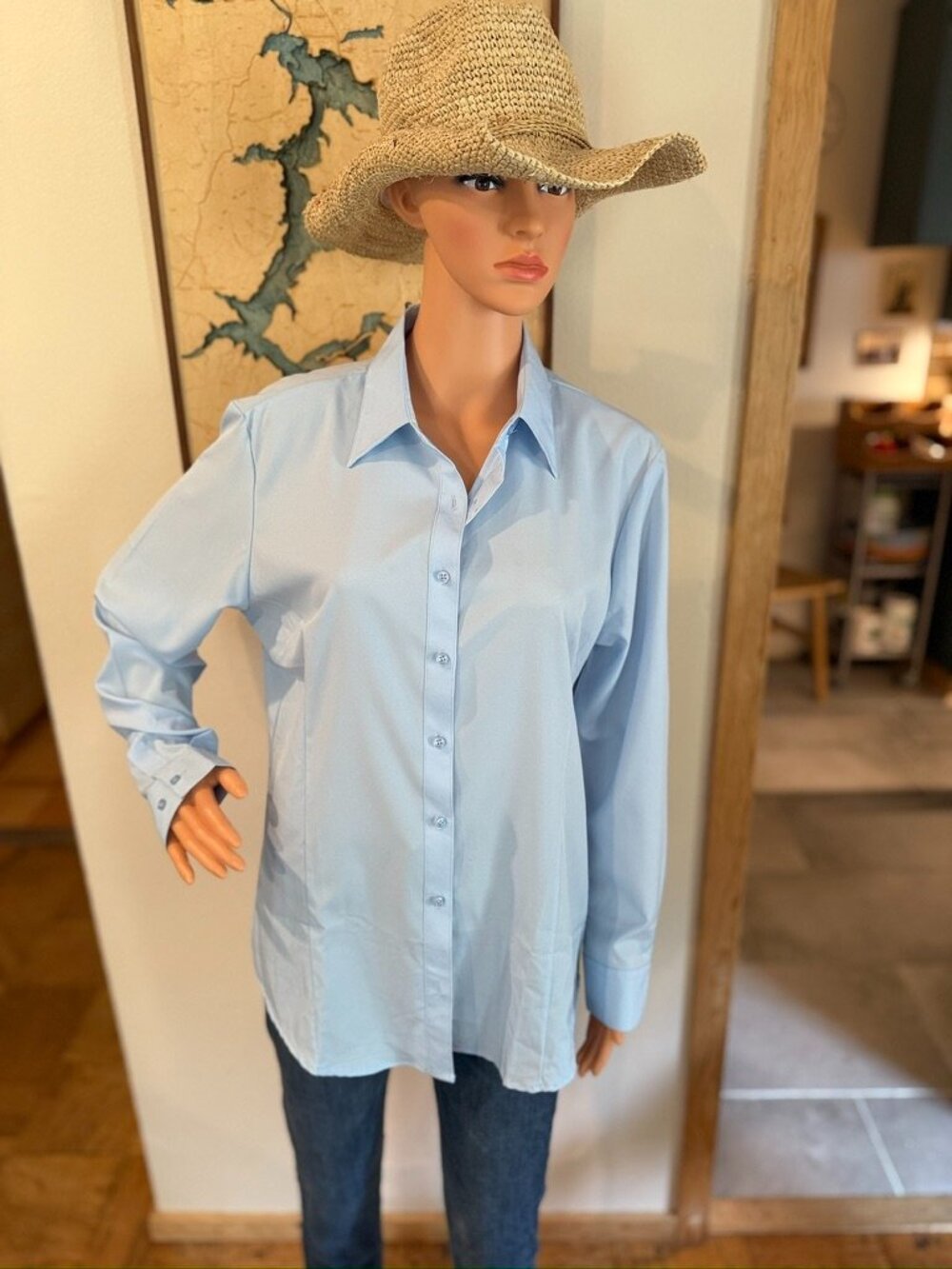 ☁️ Four Way Stretch Button-Down Dress Shirt | Sky Blue | Size Large